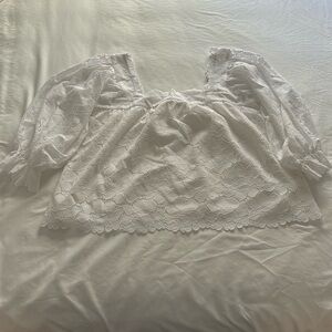 Loeffler Randall Lilibet Cream Square Neck Top